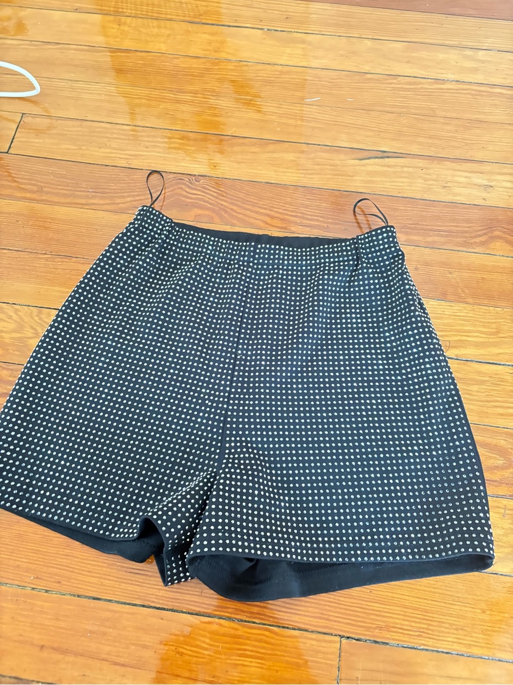 Black Polka Dot High-Waist Shorts